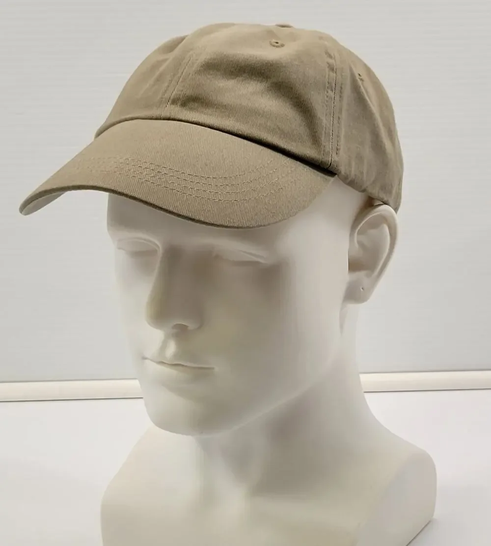 L) Anvil Strapback Dad Baseball Cap Hat Beige Tan 100% Cotton